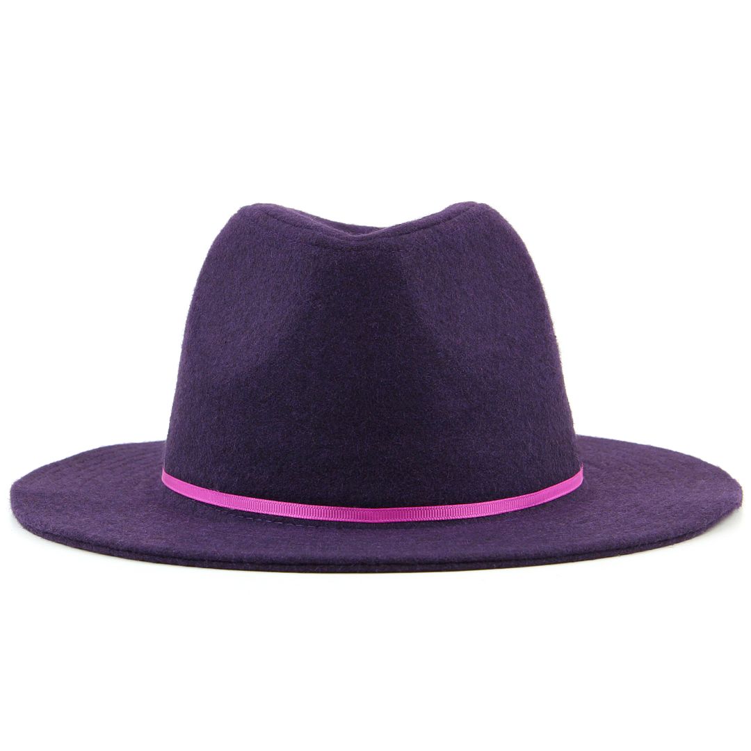 Wool Fedora Hat Hawkins Womens Ladies Brim Black Purple Brown Cap eBay